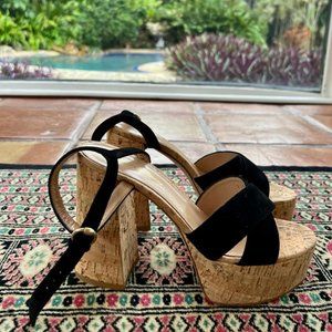 Gianvito Rossi Suede and Cork Platform Sandals 37.5